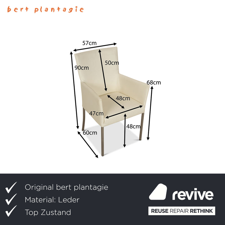 4er Garnitur bert plantagie ARC-E Leder Stuhl Creme
