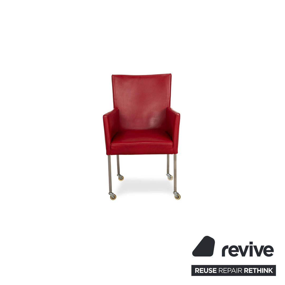 Set of 4 bert plantagie ARC-E leather chair red dining room