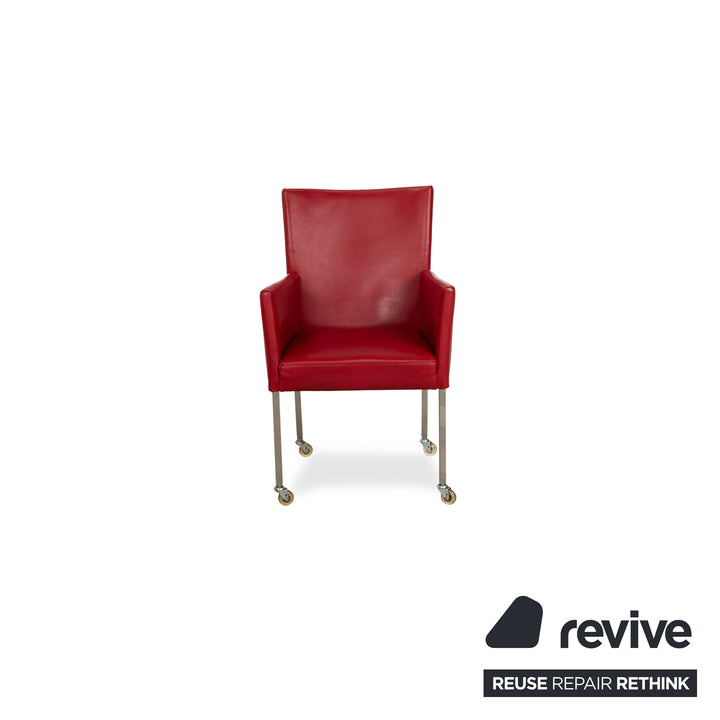 Set of 4 bert plantagie ARC-E leather chair red dining room