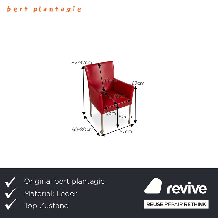 Lot de 4 chaises en cuir bert plantagie ARC-E rouge salle à manger