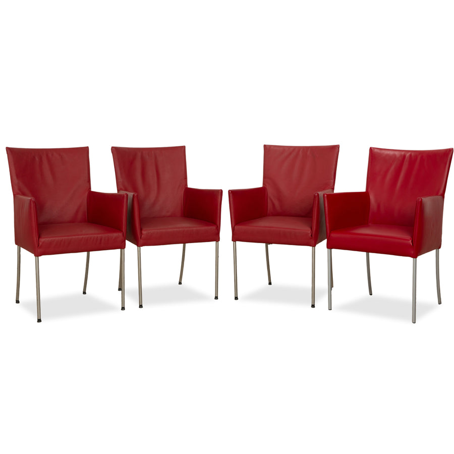 Set of 4 bert plantagie ARC-E leather chair red dining room
