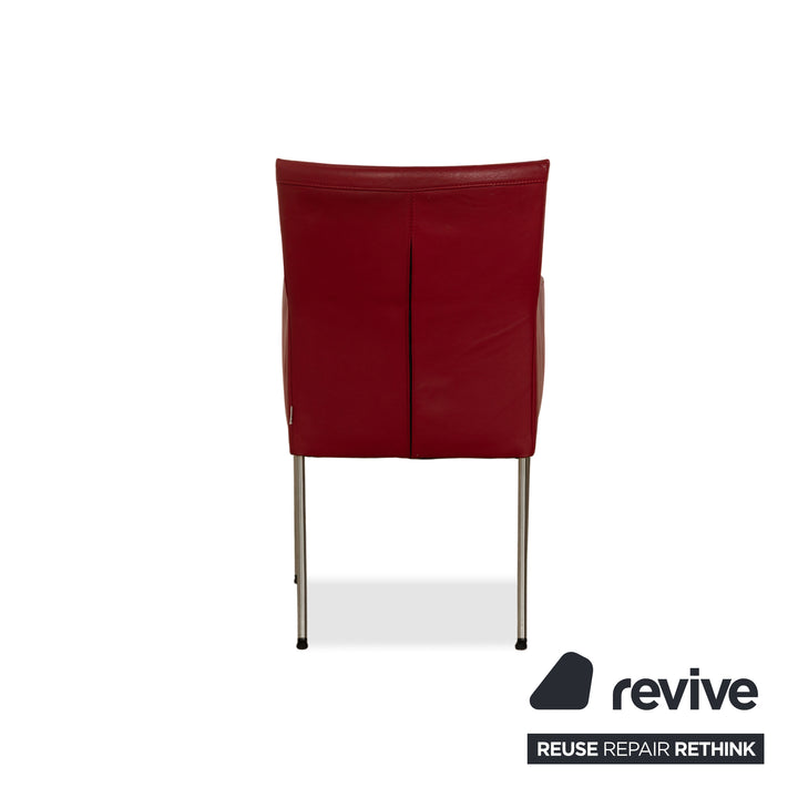 4er Garnitur bert plantagie ARC-E Leder Stuhl Rot Esszimmer