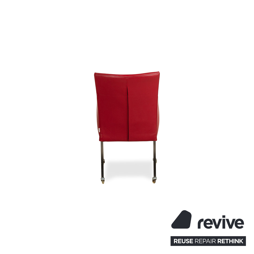 Set of 4 bert plantagie ARC-E leather chair red dining room
