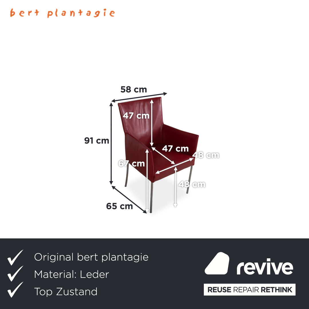 4er Garnitur bert plantagie ARC-E Leder Stuhl Rot Esszimmer