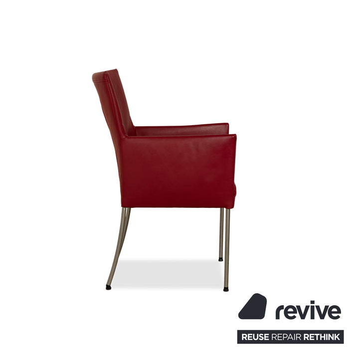 4er Garnitur bert plantagie ARC-E Leder Stuhl Rot Esszimmer