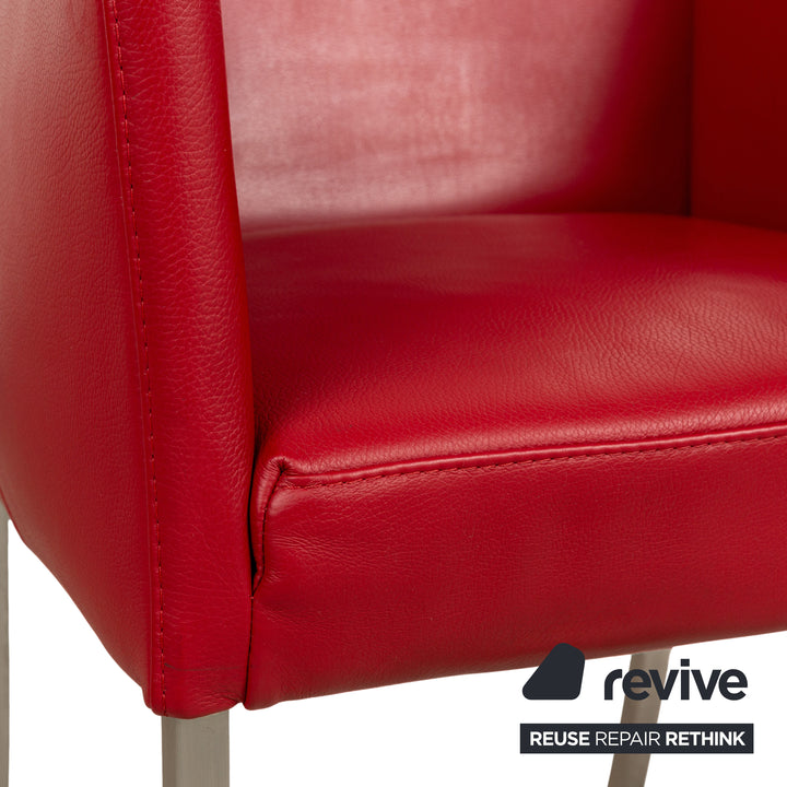 Set of 4 bert plantagie ARC-E leather chair red dining room