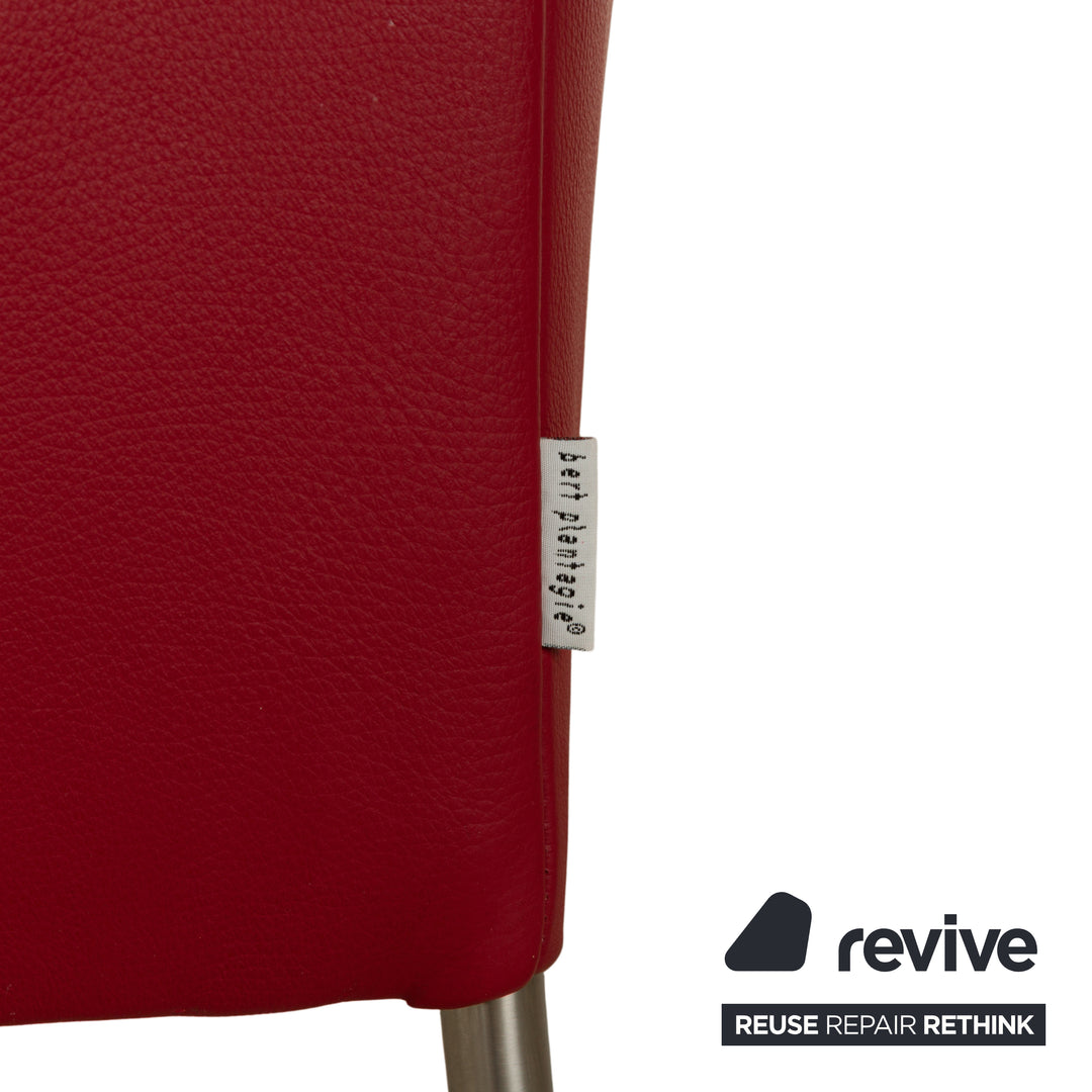 4er Garnitur bert plantagie ARC-E Leder Stuhl Rot Esszimmer