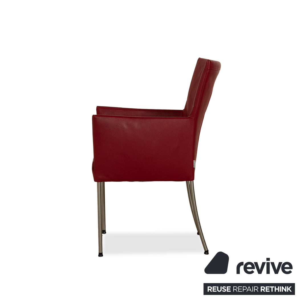 4er Garnitur bert plantagie ARC-E Leder Stuhl Rot Esszimmer