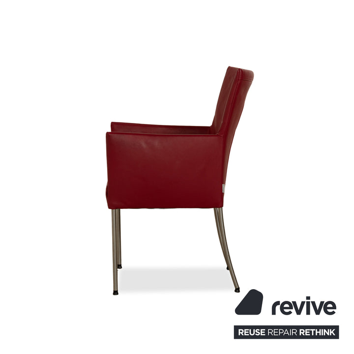 4er Garnitur bert plantagie ARC-E Leder Stuhl Rot Esszimmer