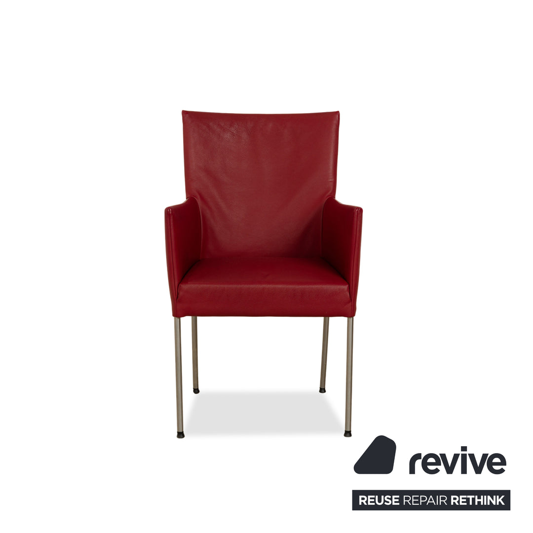 4er Garnitur bert plantagie ARC-E Leder Stuhl Rot Esszimmer