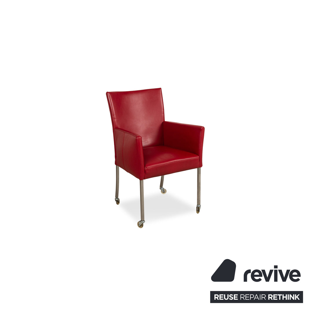 Set of 4 bert plantagie ARC-E leather chair red dining room