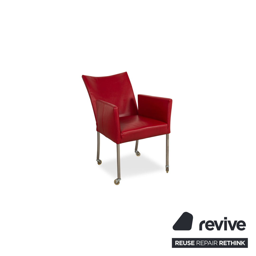 Set of 4 bert plantagie ARC-E leather chair red dining room