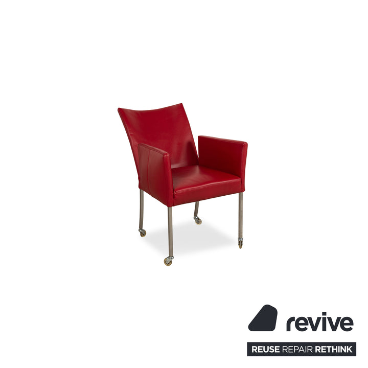 Set of 4 bert plantagie ARC-E leather chair red dining room