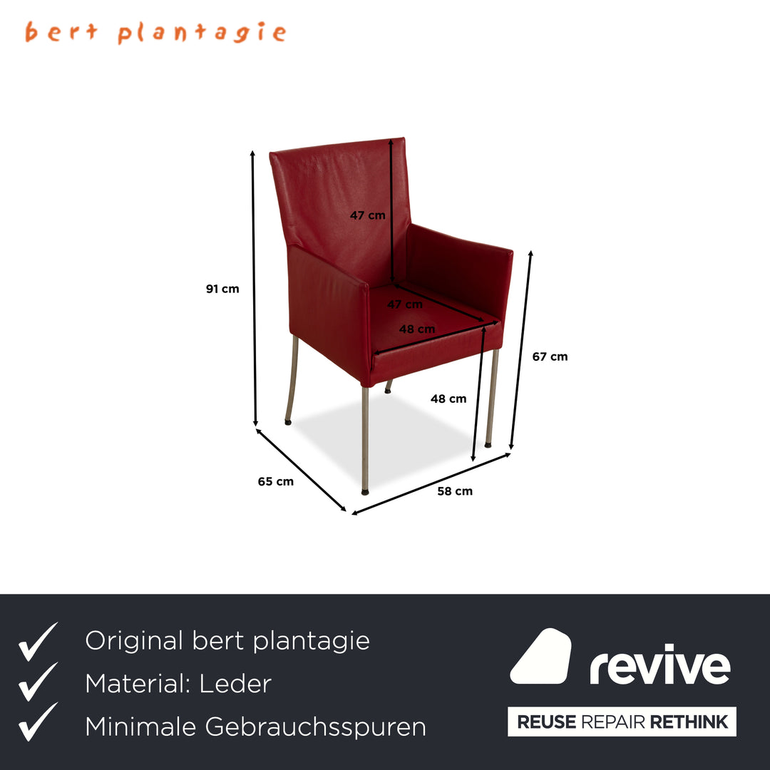 4er Garnitur bert plantagie ARC-E Leder Stuhl Rot Esszimmer