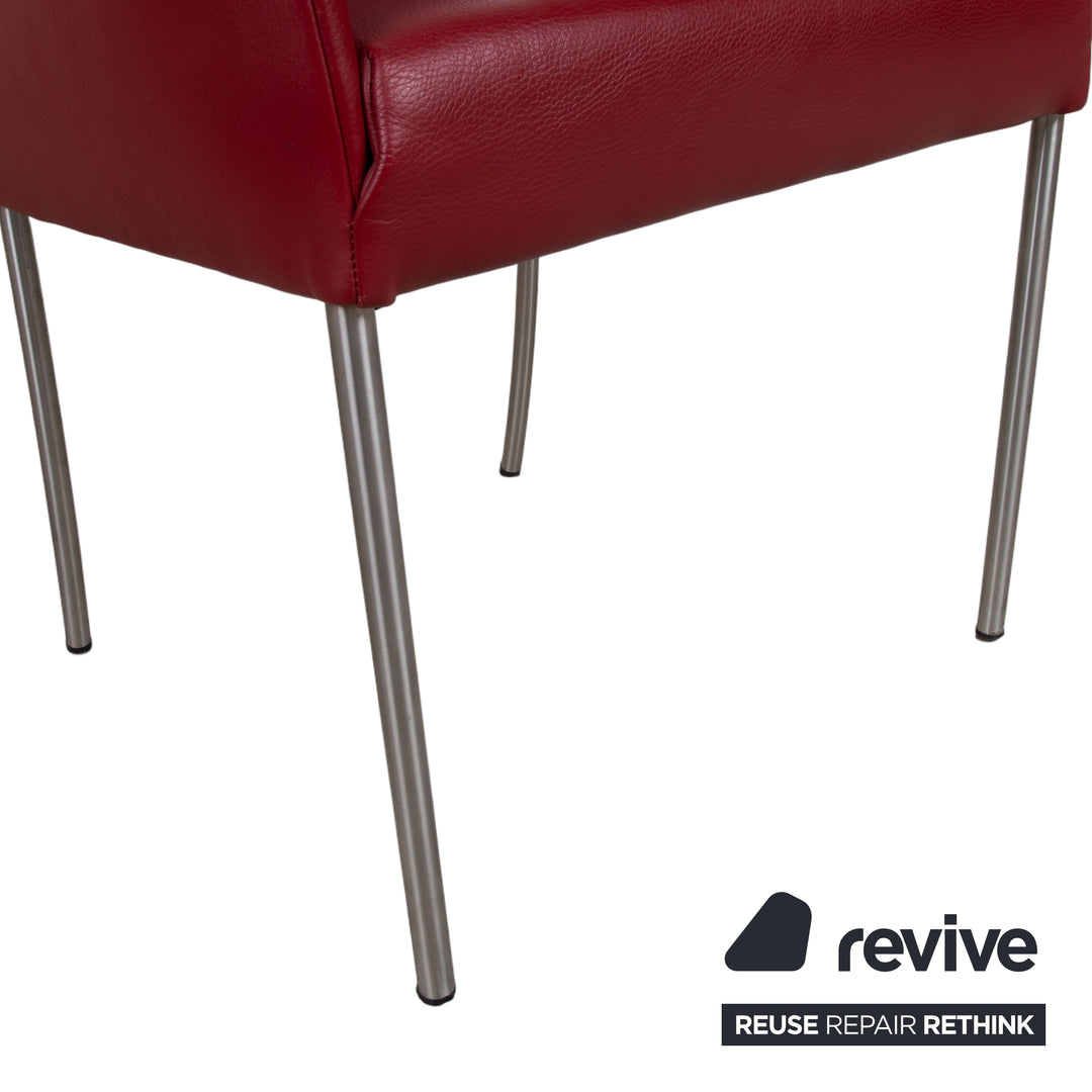 4er Garnitur bert plantagie ARC-E Leder Stuhl Rot Esszimmer