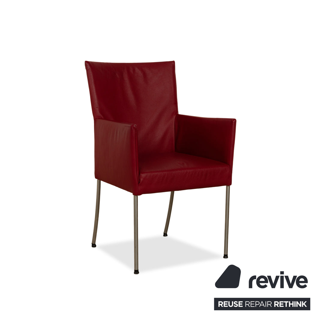 4er Garnitur bert plantagie ARC-E Leder Stuhl Rot Esszimmer