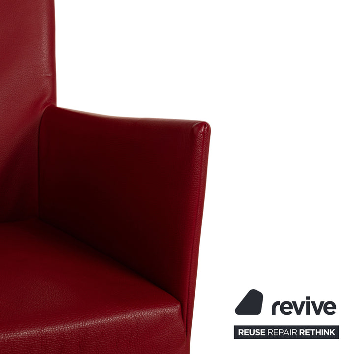 4er Garnitur bert plantagie ARC-E Leder Stuhl Rot Esszimmer