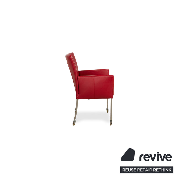 Set of 4 bert plantagie ARC-E leather chair red dining room