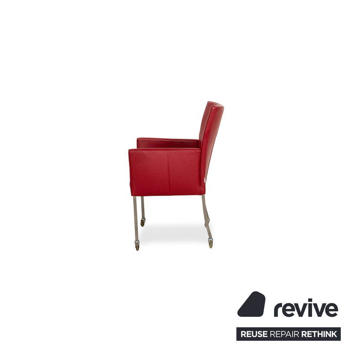 Set of 4 bert plantagie ARC-E leather chair red dining room