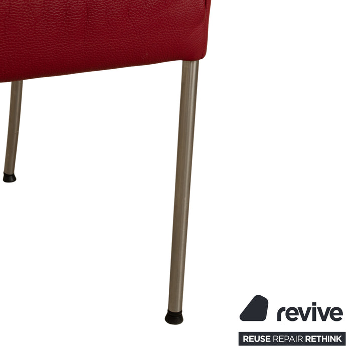 4er Garnitur bert plantagie ARC-E Leder Stuhl Rot Esszimmer