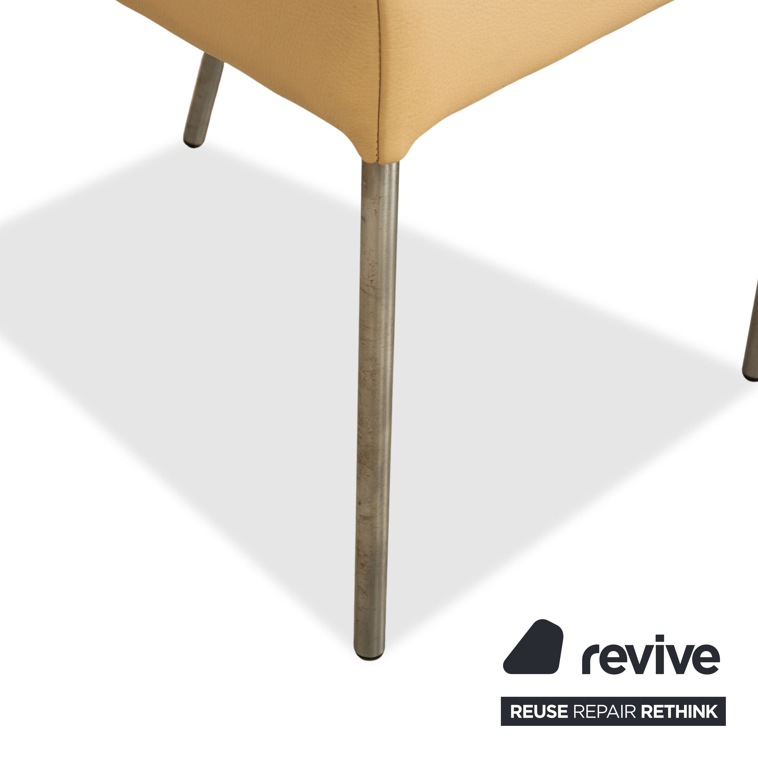 Ensemble de 4 chaises Bert Plantagie en cuir beige pour salle à manger