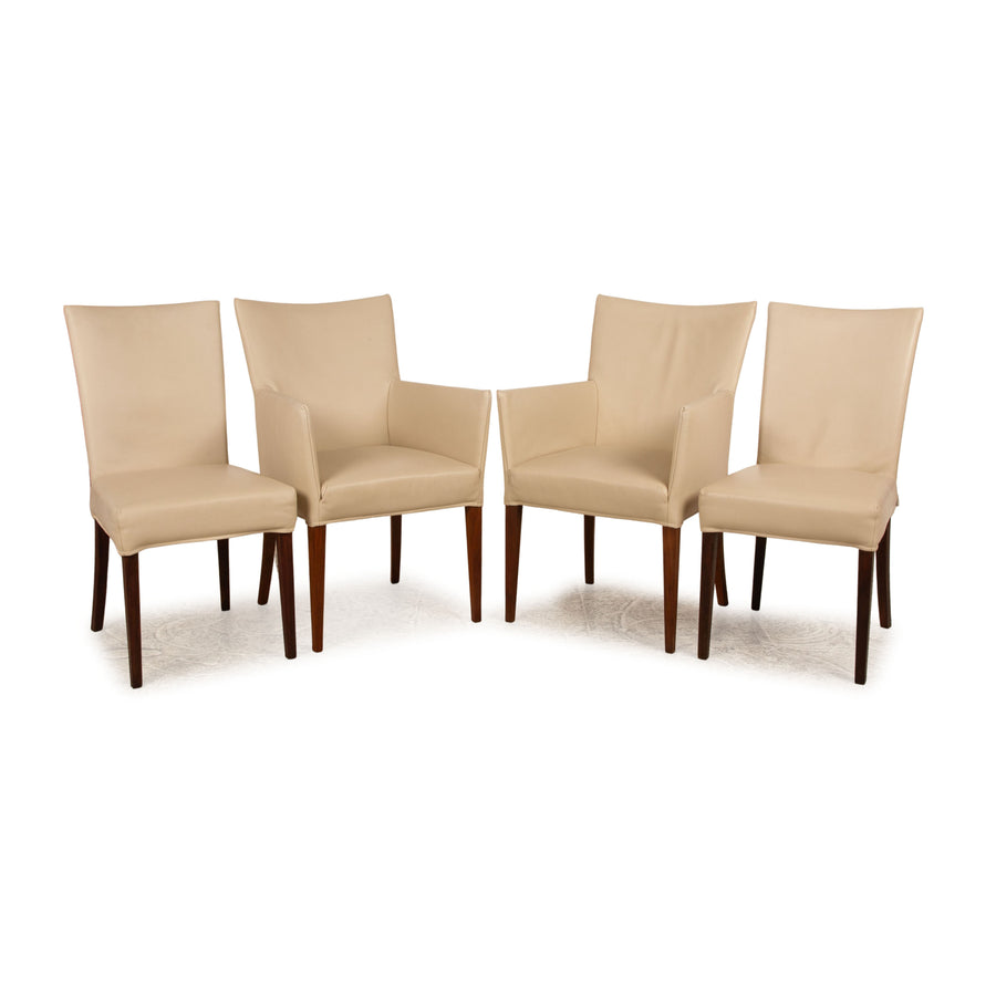Lot de 4 chaises bert plantagie cuir crème salle à manger