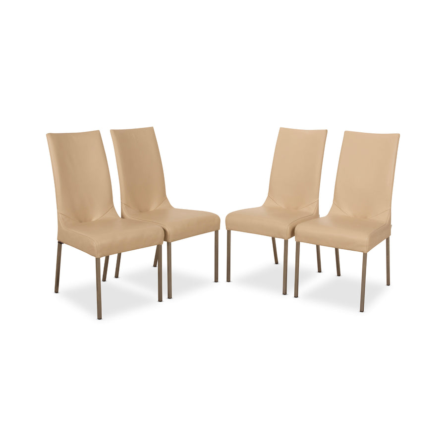 Lot de 4 chaises Bert Plantagie cuir crème