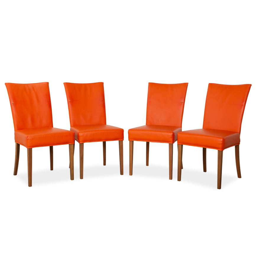 Ensemble de 4 fauteuils en cuir Bert Plantagie, orange