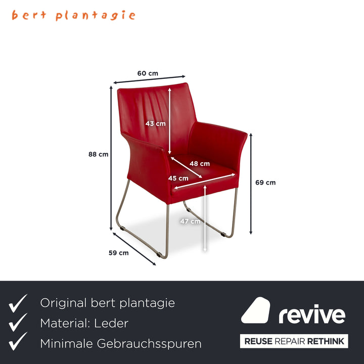 4er Garnitur bert plantagie Leder Stuhl Rot Armlehnstühle