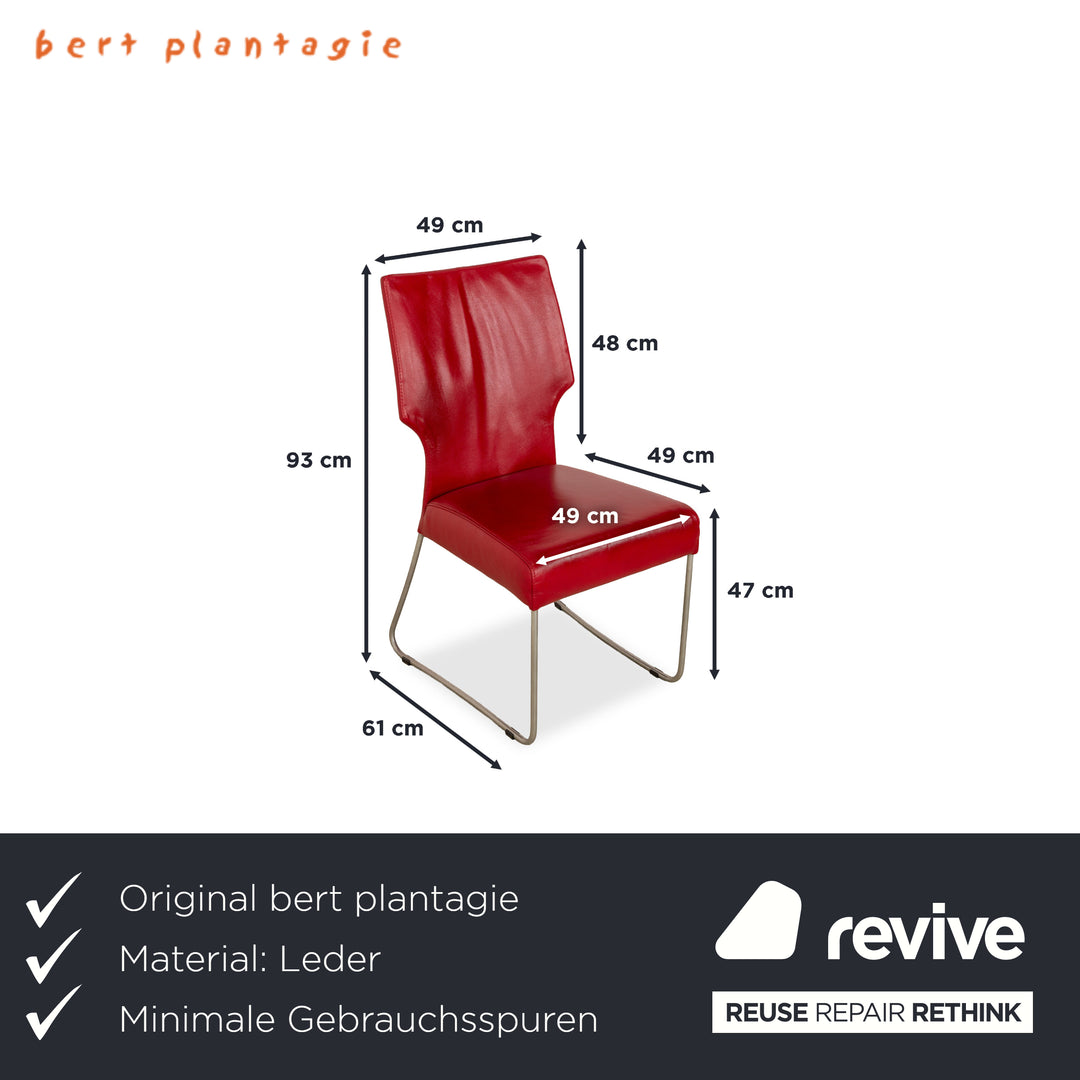 4er Garnitur bert plantagie Leder Stuhl Rot