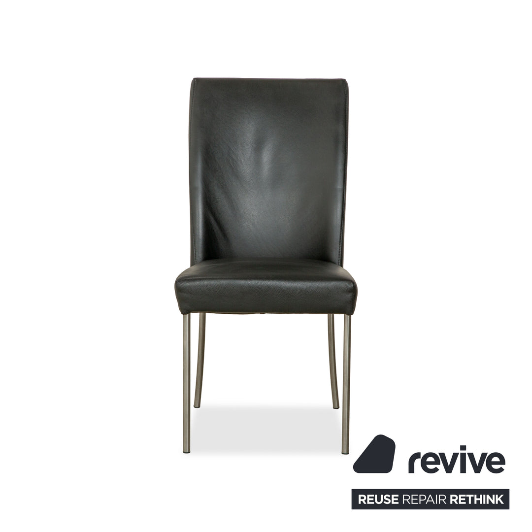 4er Garnitur bert plantagie Leder Stuhl Schwarz