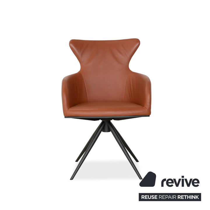 4-piece set Bert Plantagie Luno leather chair, brown, orange, cognac, swivel function