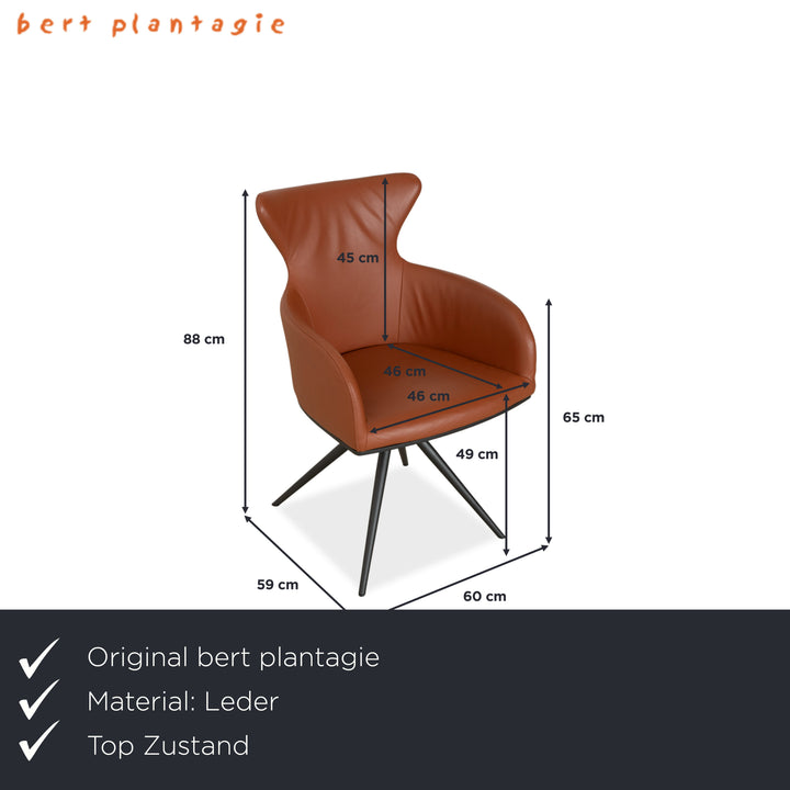4-piece set Bert Plantagie Luno leather chair, brown, orange, cognac, swivel function