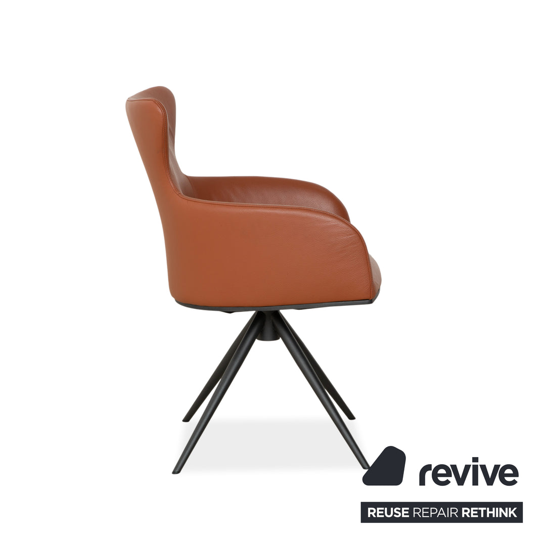 4-piece set Bert Plantagie Luno leather chair, brown, orange, cognac, swivel function