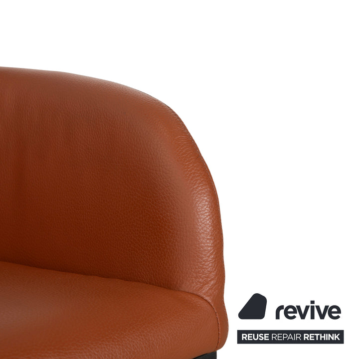 4-piece set Bert Plantagie Luno leather chair, brown, orange, cognac, swivel function