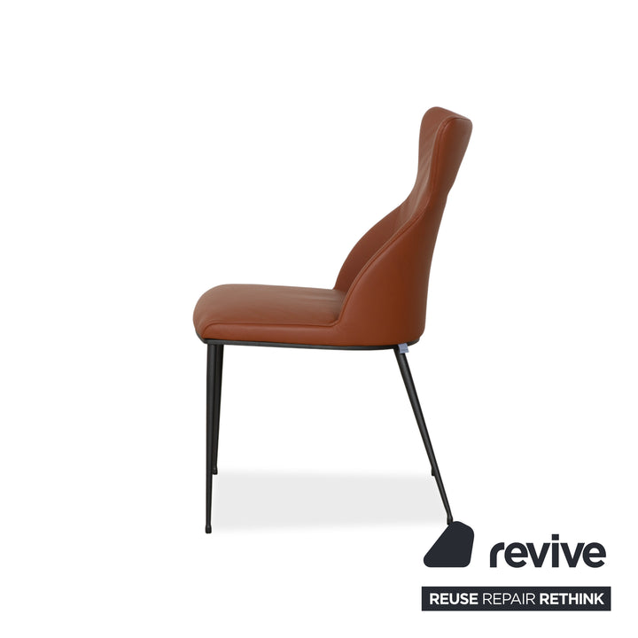 4-piece set Bert Plantagie Luno leather chair, brown, orange, cognac, swivel function