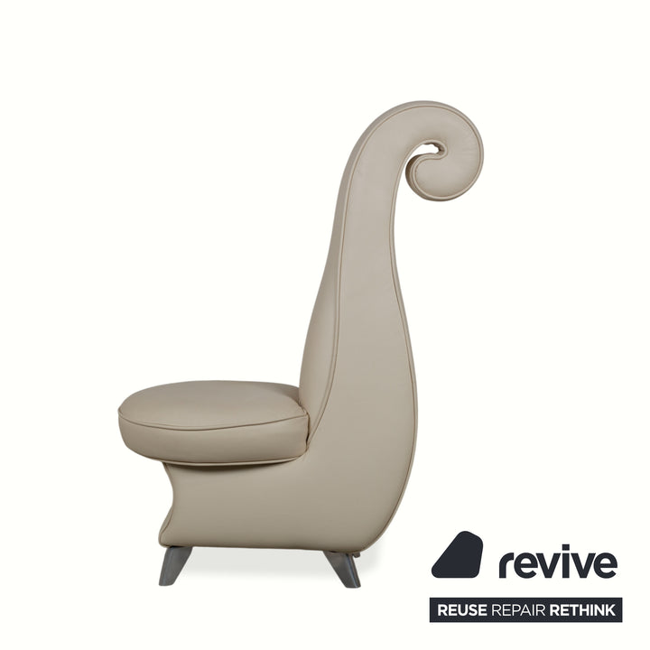 4-piece Bretz Rocky leather chair set, cream beige, dining room