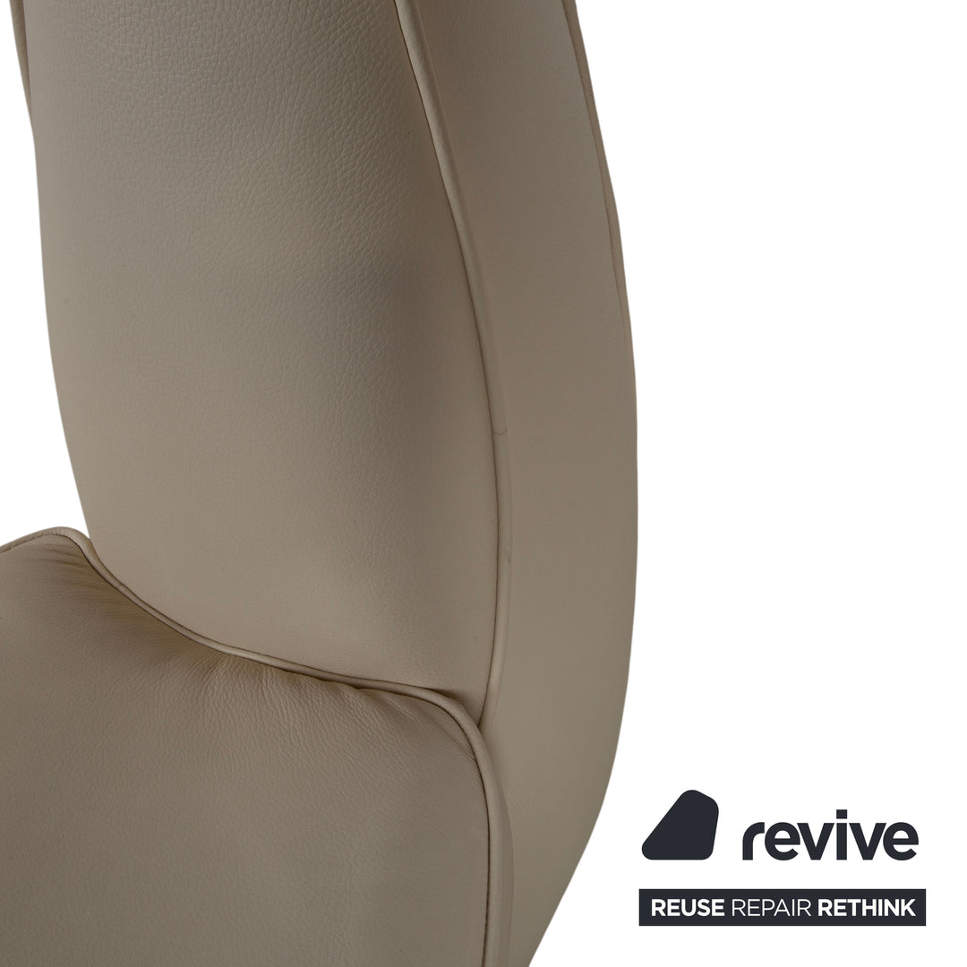 4-piece Bretz Rocky leather chair set, cream beige, dining room