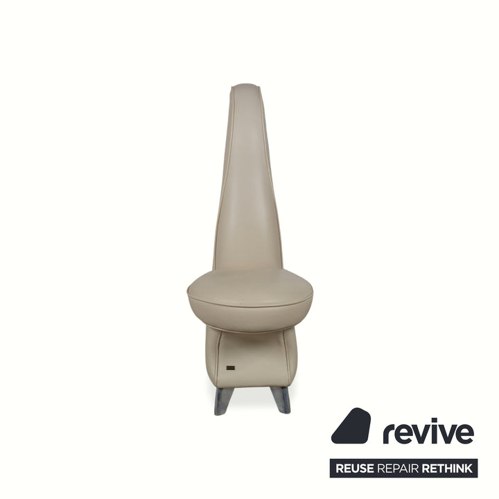 4-piece Bretz Rocky leather chair set, cream beige, dining room