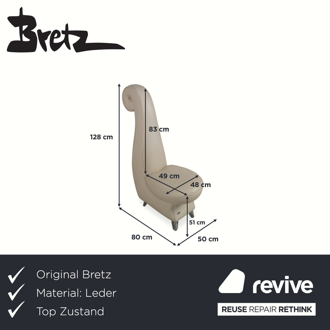 Ensemble de 4 chaises en cuir Bretz Rocky, beige crème, salle à manger