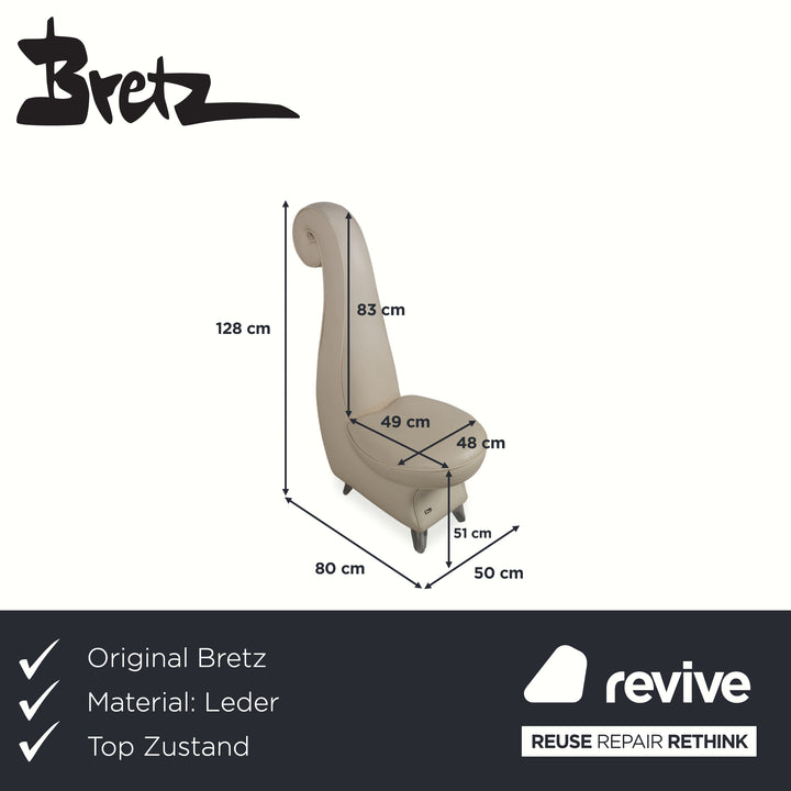 Ensemble de 4 chaises en cuir Bretz Rocky, beige crème, salle à manger