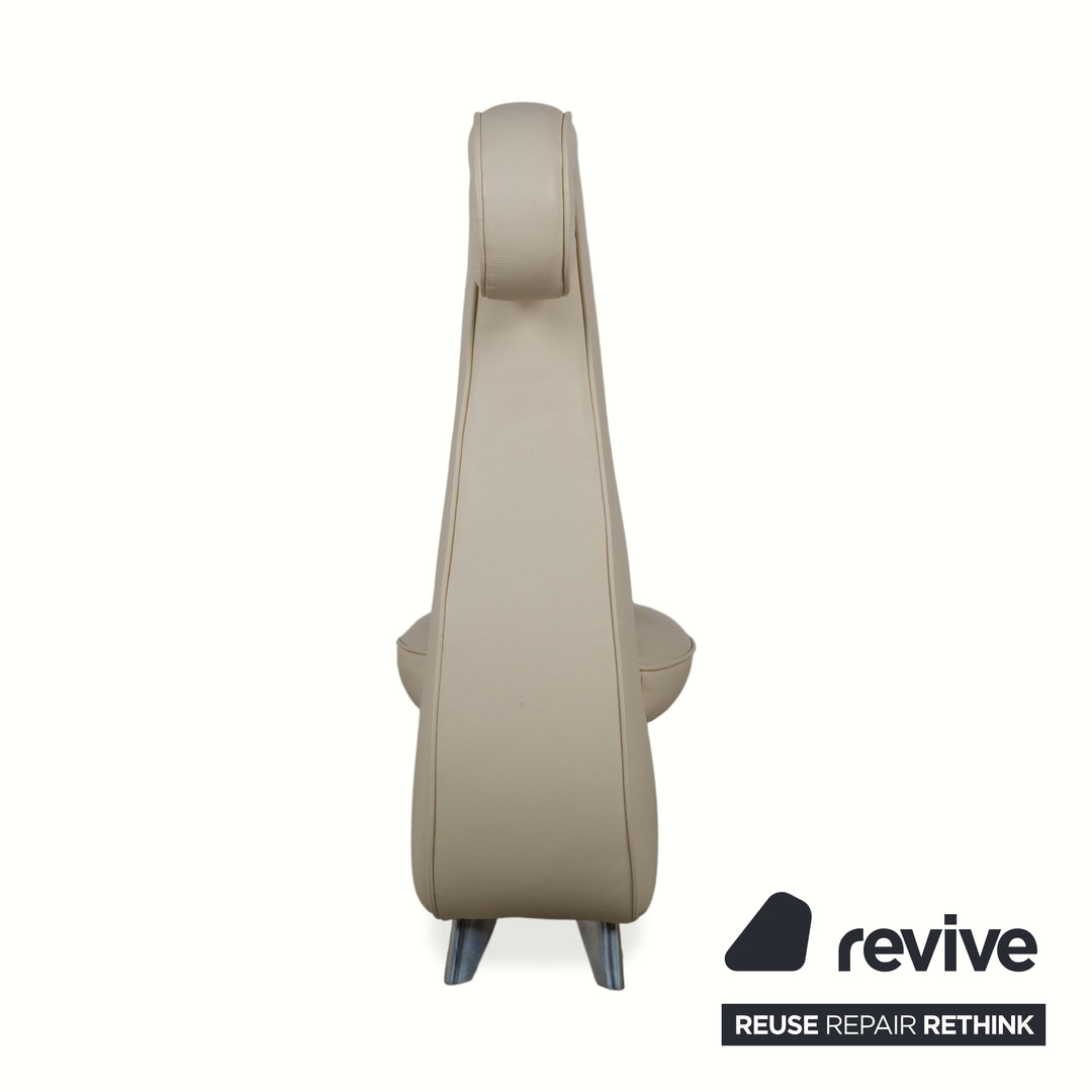 4-piece Bretz Rocky leather chair set, cream beige, dining room