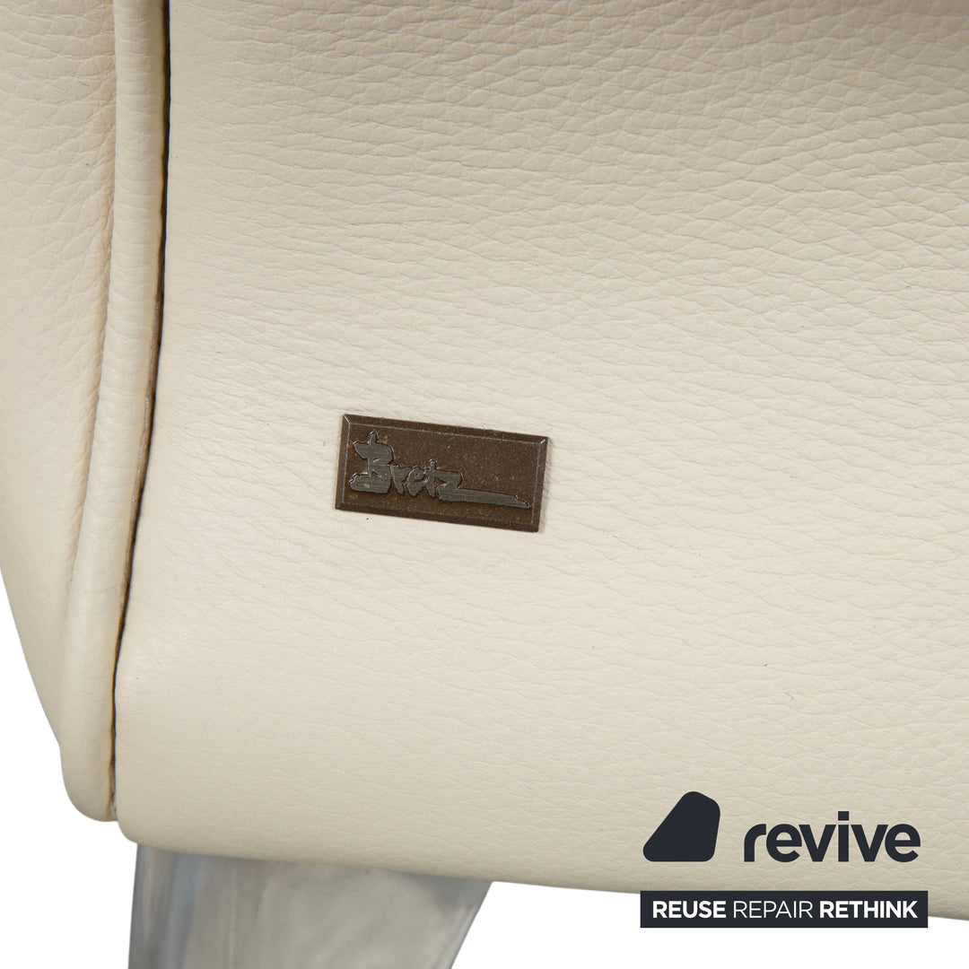 4-piece Bretz Rocky leather chair set, cream beige, dining room