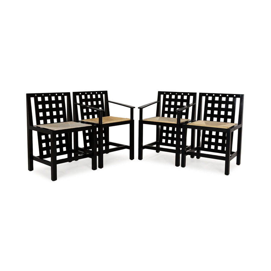 Lot de 4 chaises Cassina DS3 en bois noir par Charles Rennie Mackintosh