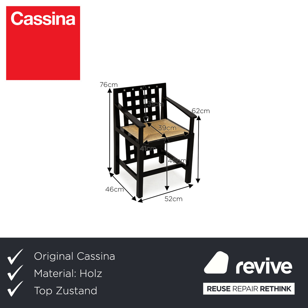 Lot de 4 chaises Cassina DS3 en bois noir par Charles Rennie Mackintosh