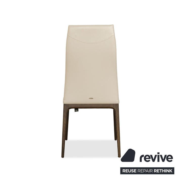4er Garnitur Arcadia Cattelan Italia Leder Stuhl Creme Weiß Holz Esszimmer