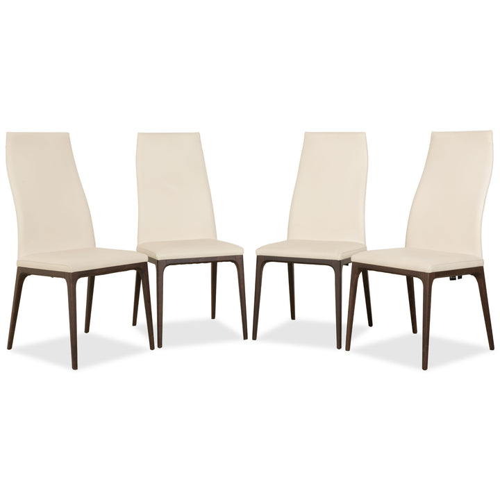 4er Garnitur Arcadia Cattelan Italia Leder Stuhl Creme Weiß Holz Esszimmer