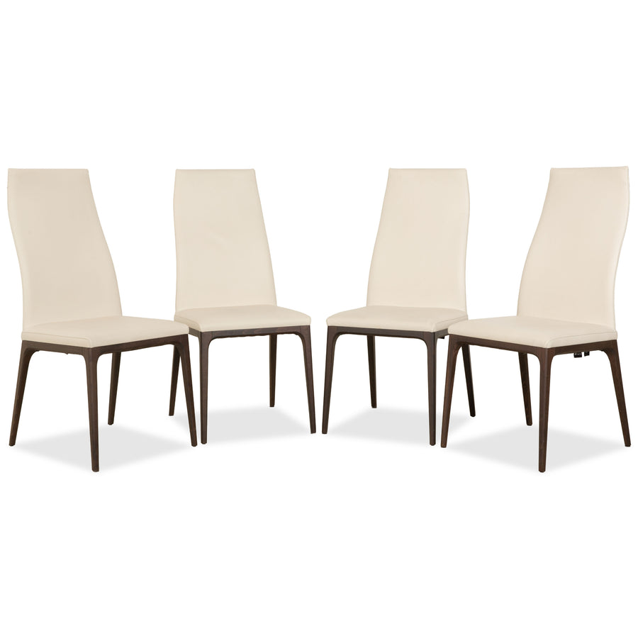4er Garnitur Arcadia Cattelan Italia Leder Stuhl Creme Weiß Holz Esszimmer