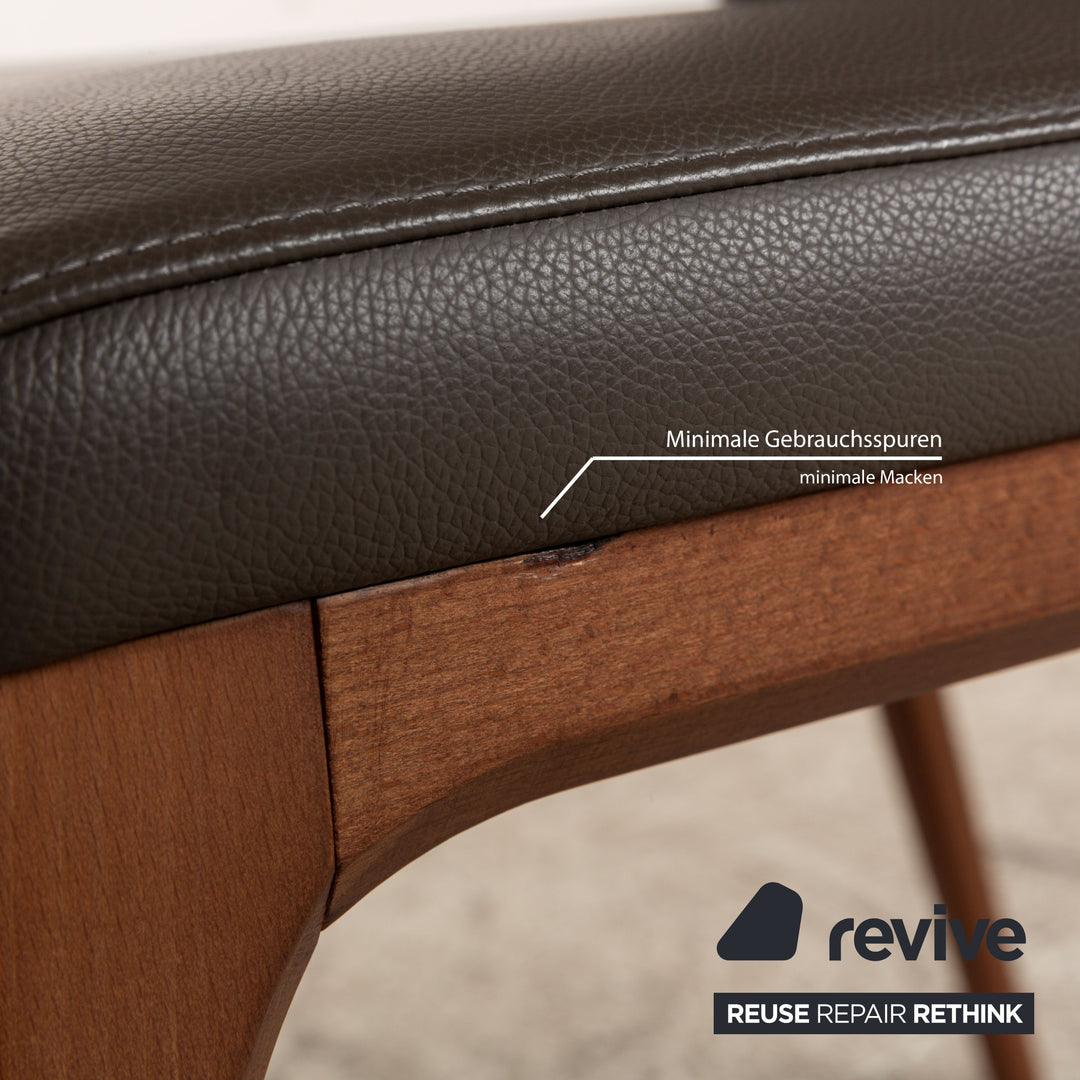 Set of 4 Cattelan Italia Wooden Chair Leather Brown Brown-Gray Dining Room