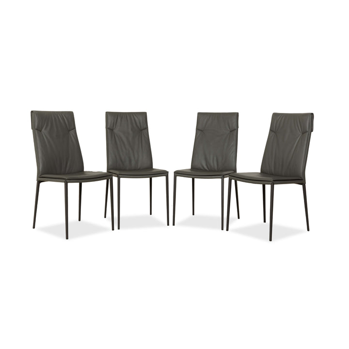Set of 4 Cattelan Italia Isabel leather chairs grey